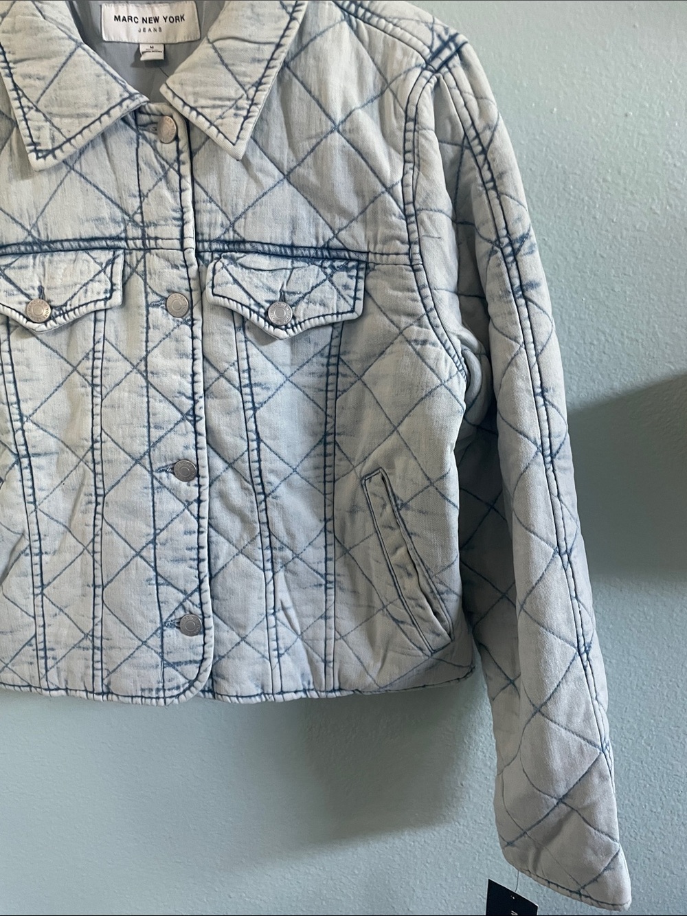 Marc New York Quilted Light Blue Denim Jacket - Picture 3 of 16